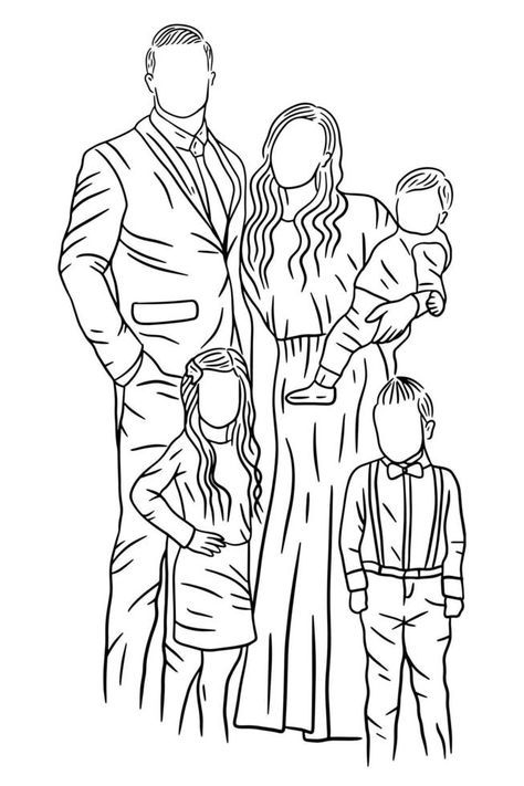 Family With Love Happy Wife and Husband With Baby and Child Line Art illustration Family Drawing Illustration, Journal Drawing, Wife And Husband, Line Art Illustration, Family Drawing, Pregnant Wife, Happy Wife, Outline Art, Bible Art Journaling