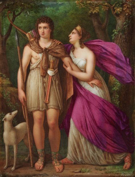 A Paris Porcelain Plaque, 'Hippolytus and Phaedra', Dated 1836 | Style New York: Silver, Ceramics, Furniture2021 | Sotheby's Unlucky In Love, Pre Raphaelite Art, Hellenistic Period, Paris Porcelain, Somewhere In Time, Step Son, Web Gallery, Warrior Queen, Pre Raphaelite