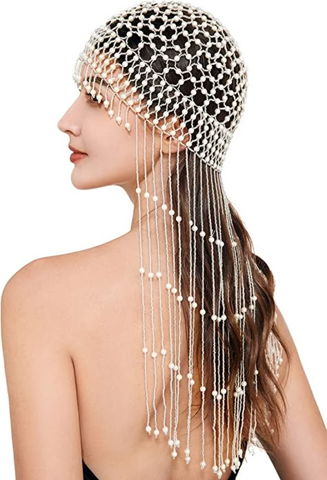 Amazon.com: BABEYOND Vintage Bridal Forehead Headpiece Crystal Forehead Chain Roaring 20s Head Chain for Wedding 1920s Hair Accessory (Silver) (White) : Clothing, Shoes & Jewelry 1920s Hair Accessories, Forehead Chain, Flapper Headpiece, 1920s Headpiece, Beaded Headpiece, 1920s Hair, Vintage Headpiece, Headpiece Accessories, Feather Headpiece