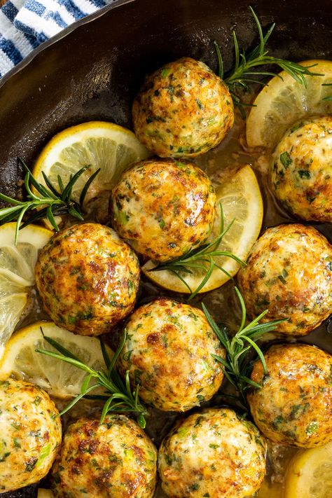 Recipes Meatballs, Herbed Chicken, Lemon Garlic Butter Sauce, Chicken Meatball Recipes, Herb Chicken, Garlic Butter Sauce, Citrus Chicken, Chicken Meatballs, Turkey Meatballs