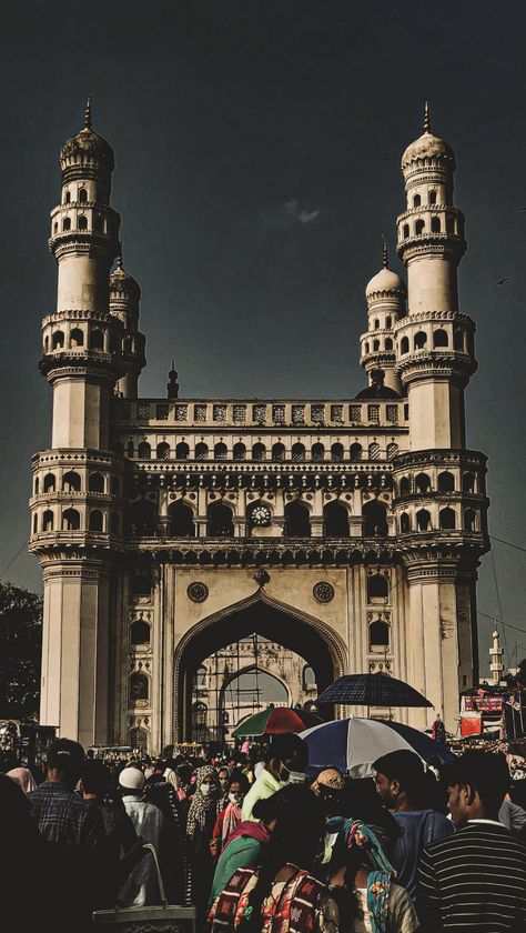 MONUMENT IN HYDERABAD, TELANGANA, INDIA The Charminar (lit. 'four minarets') constructed in 1591, is a monument located in Hyderabad, Telangana, India. For more use the link below Charminar Background, Charminar Photography, Charminar Background For Editing, Monument Photography, Hyderabad Snapchat Stories, Charminar Photography Poses, Charminar Snap, Hyderabad Photography, Hyderabad Snaps