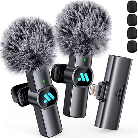 Wireless Microphone for iPhone iPad Microphone Accessories, Phone Tripod, Wireless Microphone, Video Recording, Audio Recording, Selfie Stick, Noise Reduction, Microphones, Data Cable