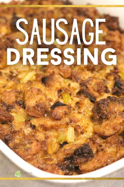 Transform your traditional cornbread dressing into an updated version everyone will LOVE with this Sausage Dressing... Thanksgiving will never be the same. Sausage Dressing, Dressing Thanksgiving, Bacon Cornbread, Bacon Corn, Bacon Fried Cabbage, Bread Dressing, Sausage Bread, Dressing Recipes Cornbread, Sage Sausage