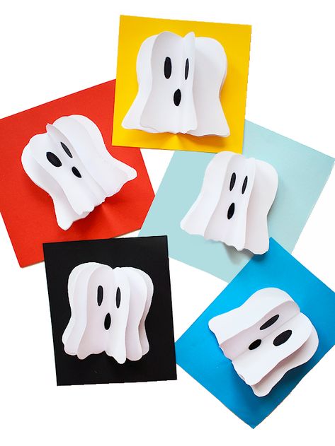 Easy Halloween 3D Ghost Craft 3d Ghost Craft, Halloween Kids Diy, Halloween Crafts Ideas, Unique Halloween Crafts, Halloween Pop Up Cards, Easy Halloween Crafts For Kids, Halloween Ghost Craft, Paper Ghost, Halloween Bats Crafts