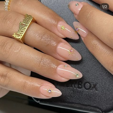 Old Money Nails Aesthetic, Kylie Nails, Fall Nail Inspo, Medium Almond, Minimal Nails, Simple Acrylic Nails, Gem Nails, Neutral Nails, Minimalist Nails