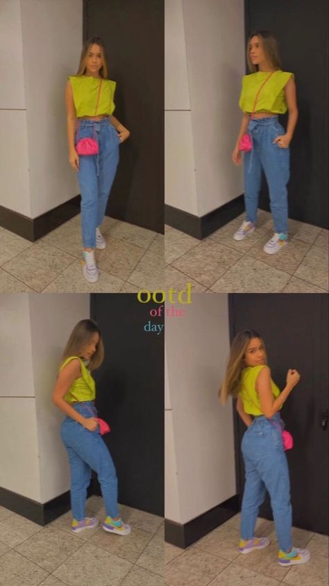 Summer Outfits 2022, Smile Art, Color Combos Outfit, T Shirt Outfit, Color Blocking Outfits, Neon Outfits, Daily Mood, Outfit Mujer, Looks Party