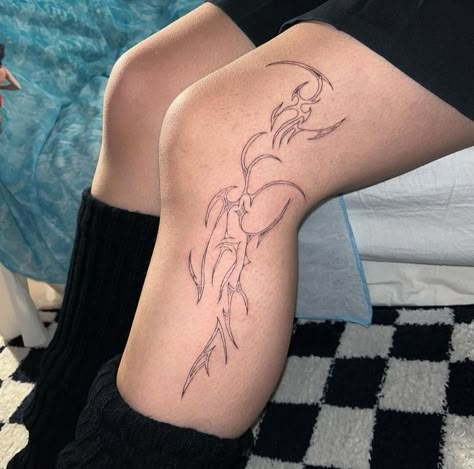 Side Of Leg Tattoo, Knee Tattoos, Sigil Tattoo, Sick Tattoo, Handpoke Tattoo, Cute Tiny Tattoos, Tattoo Style Drawings, Knee Tattoo, Discreet Tattoos