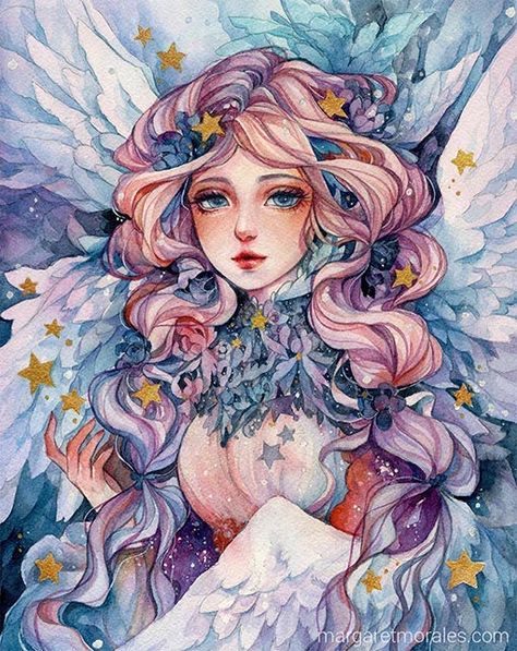 Margaret Morales, Diamond Paint, Angel Painting, Cross Paintings, 판타지 아트, Cool Paintings, Paint By Number, Girl Cartoon, Portrait Painting