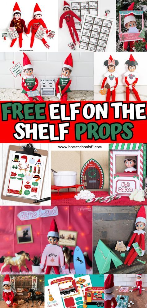 Make December easier with these free printable Elf on the Shelf props! Save money while adding a touch of holiday magic to your kids' Christmas season. Plan your Elf's antics ahead or use these easy props for last-minute surprises that will leave your kids amazed. From construction sites to fun games and festive hats, these free printables will make you feel like 'mom of the year'! Elf On The Shelf Accessories Printable, Free Printable Elf Ideas, Home Alone Elf On The Shelf Printable, Free Printable Elf Props, Elf On The Shelf Printable Ideas, Elf Paper Airplane, Elf On The Shelf Printable Free, Elf On The Shelf Ideas Easy Free Printable, Elf Selfie Printable