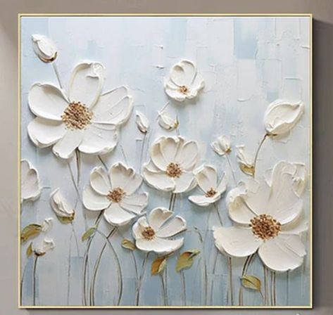 Textured Acrylic Painting Flowers, Sculpture Art Canvas, Decorative Paintings, Flower Texture Painting On Canvas, Easy Canvas Art Flowers, Sculpture Painting On Canvas, 3d Texture Painting, Impasto Painting Easy, Acrylic Painting Ideas Flowers