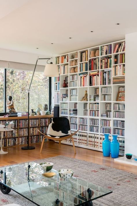 Modern Home Library Design, Modern Home Library, Home Library Rooms, Home Bookshelves, Ikea Bookcase, Library Designs, Large Bookcase, Home Library Design, Home Libraries