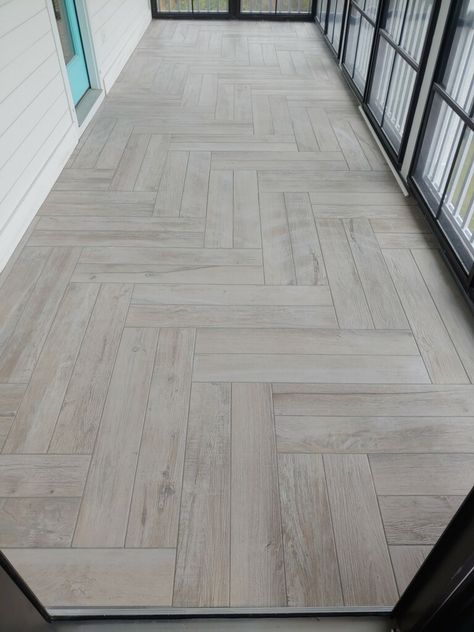 Tile Wood Flooring, Herringbone Floors, Wood Floor Pattern, Herringbone Tile Floors, Three Season Room, Herringbone Wood Floor, Service Area, Tile Design Pattern, Tile Wood