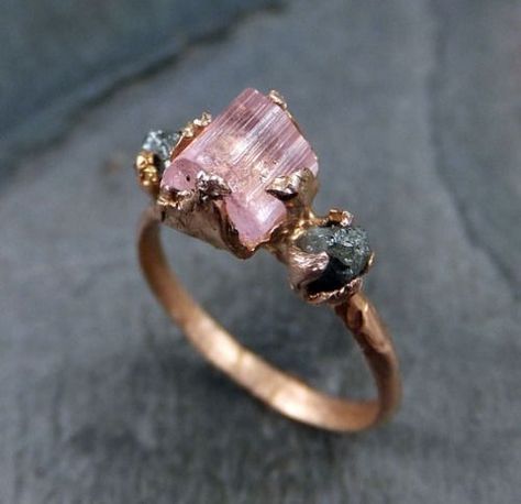 thisisteariffic: I’m having a raw gems moment. Oh me oh my. via... Raw Pink Tourmaline, Pink Wedding Rings, Jewelry Rings Diamond, Rose Gold Engagement, Pink Tourmaline, Bling Bling, Cute Jewelry, Ring Verlobung, Jewelry Inspiration