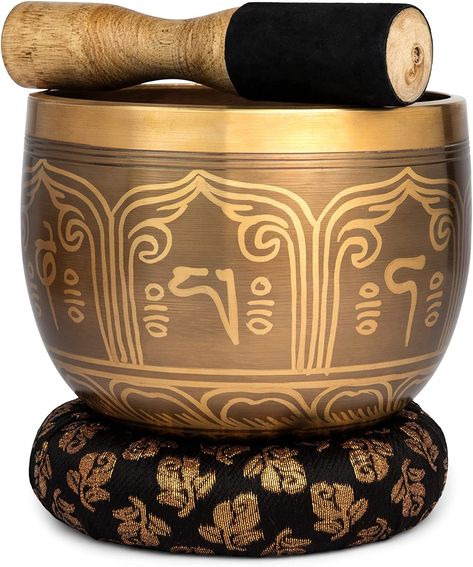 Telsha Meditative Deep Singing Bowl with Mallet and Cushion - Tibetan Sound Bowls for Energy Healing, Mindfulness, Grounding, Zen, Meditation - Exquisite, Unique Home Decor and Gift Sets, 1693 Catching Fire Book, Sound Bowls, Chakra Bowl, Staying Grounded, Ancient Asia, Meditation Poses, Tibetan Singing Bowls, Relaxing Activities, Meditation Techniques