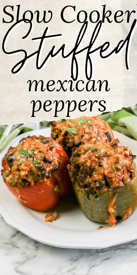 Slow Cooker Mexican Stuffed Peppers Slow Cooker Swedish Meatballs, Italian Stuffed Peppers, Slow Cooker Mexican, Slow Cooker Pork Loin, Mexican Stuffed Peppers, Crockpot Meatloaf, Crockpot Stuffed Peppers, Taco Stuffed Peppers, Slow Cooker Stuffed Peppers