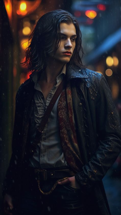 Male vamp created with AI by Amanda Church Fantasy Male Long Hair, Long Haired Male Character, Vampire Aesthetic Male, Fantasy Boyfriend, Vampire Men, Male Vampire, Modern Vampires, Fantasy Story Ideas, Male Witch