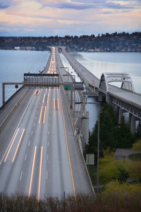 Highway Bridge, Floating Bridge, Bellevue Washington, Vashon Island, Lake Washington, Slow Shutter Speed, Slow Shutter, Evergreen State, Mercer Island