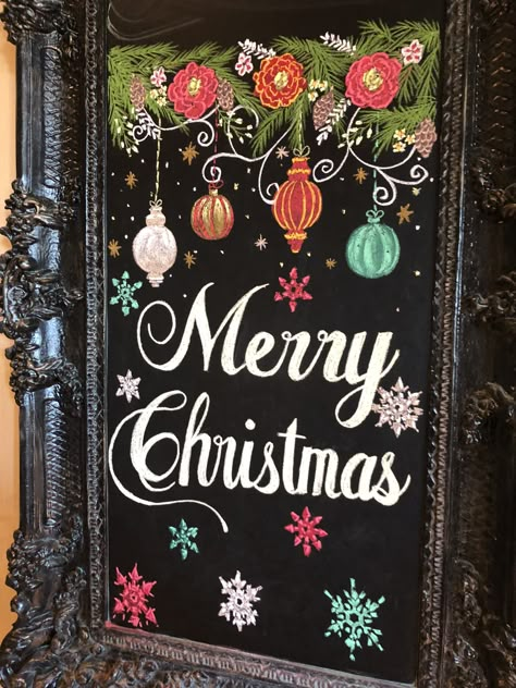 Tis The Season Chalkboard Art, Christmas Menu Chalkboard, Xmas Chalkboard Art, Diy Christmas Chalkboard Ideas, Merry Christmas Chalkboard Art, Christmas Blackboard Ideas, Christmas Chalkboard Art Ideas Easy, Chalkboard Ideas For Kitchen, Christmas Blackboard