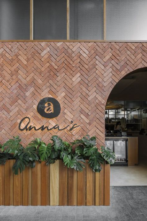 F&B — HUI DESIGNS Italian Restaurant Facade, Boho Style Restaurant, Restaurant Entry, Terracotta Wall Tiles, Terracotta Interior, Bar Entrance, Comercial Interior Design, Tiles Terracotta, Pakistan Home