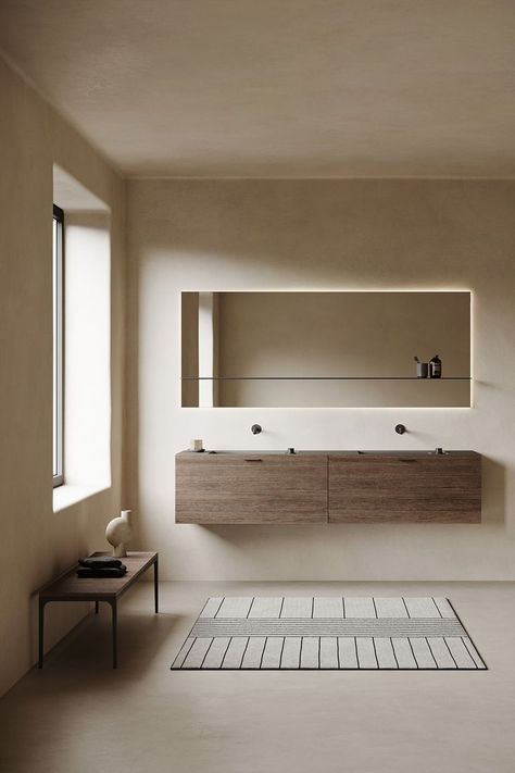 Minimalist bathroom ambience Contemporary Bathroom Ideas, Aluminum Shelves, Colorful Apartment, Bathroom Design Trends, Norm Architects, Historical Design, Architecture Visualization, Contemporary Bathroom, Objects Design