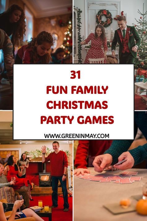 Make your holiday celebrations unforgettable with our list of 31 top Christmas party games! Find the perfect mix of Christmas party games for kids and Christmas party games for adults to keep everyone entertained and in the festive spirit. Christmas Family Reunion Ideas, Christmas Adult Activities, Fun Christmas Games For Work, Family Christmas Party Ideas Activities, Competitive Christmas Games, Christmas Drawing Game Paper Plates, Couples Christmas Party Games, Roll The Can Christmas Game, Christmas Pep Rally Games