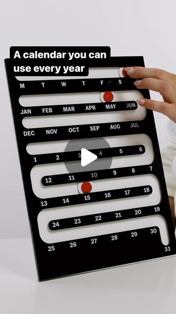 MoMA Design Store on Instagram: "Here’s a calendar you can use every year. Track day of the week, month and date with the #momaexclusive Perpetual Calendar by sliding the circles through the pathway. Designed by Giancarlo Cipri through MoMA’s collaboration with the MFA Products of Design program at the School of Visual Arts, the calendar can be mounted on the wall or displayed standing with the included pegs." Innovation Product Ideas, Cool Calendar Design, 3d Print Decor, Calendar Ideas Design, Calendar Design Ideas Creative, Creative Calendar Design, New Year Display, Calendar Design Ideas, Funny Calendar