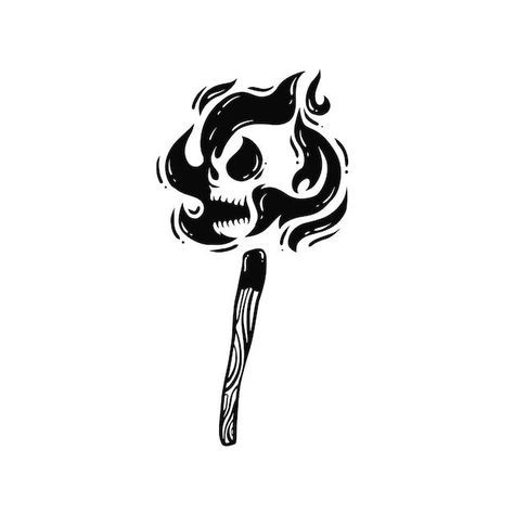 Skull Fire, Doodle Tattoo, Halloween Tattoo, Dark Art Tattoo, Dark Tattoo, Doodle Illustration, Tattoo Models, Tattoo Design Drawings, Simple Doodles