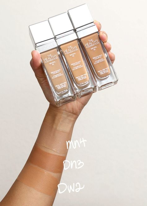 Physicians Formula The Healthy Foundation shade swatches | Makeupandbeautyblog.com Best Drugstore Foundation, Foundation Swatches, Drugstore Makeup Tutorial, Makeup And Beauty Blog, Physicians Formula, Eye Primer, Drugstore Makeup, Cc Cream, No Foundation Makeup