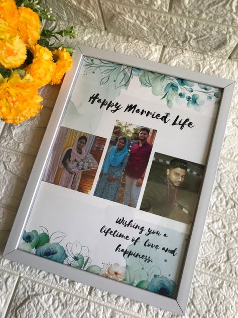 Happy Married Life Frame, Wedding Photo Frame Ideas, Anniversary Frames, Baby Album Design, Marriage Frame, Pink And Gold Background, Stationary Business, Samsung Wallpaper Android, Wedding Frame Gift