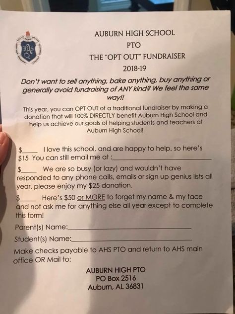 Funny Fundraising Opt Out Form Unfundraiser Letter, Opt Out Fundraiser, Booster Club Ideas Parents, Band Booster Ideas Concession Stands, Pta Donation Request Letter, Ptsa Ideas, Fccla Ideas, Parent Council, Elementary School Fundraisers