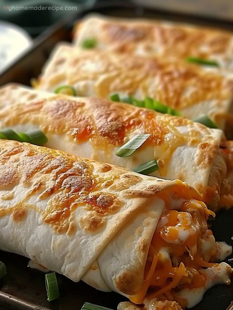 Bake Chicken Chimichangas, Mexican Baked Dishes, Dinner With Tortilla Wraps, Chicken Chimichanga Recipe Baked, Baked Chicken Tortillas, Tortilla And Chicken Recipes, Baked Tortilla Recipes, Chicken Cassidilla Recipe, Baked Chicken Burrito Recipe