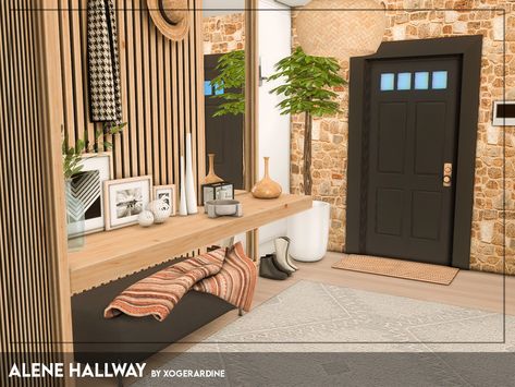 The Sims 4 Packs, Sims Building, Modern Hallway, Sims 4 Cc Furniture, Hallway Furniture, Island Living, Room Makeover Bedroom, Cottage Living, Sims House