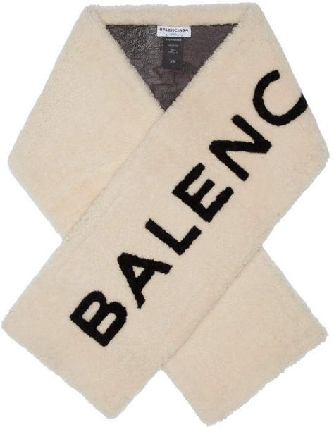 Balenciaga Beige Shearling Logo Scarf Balenciaga Scarf, Balenciaga Clothes, Balenciaga Clothing, Long Shawl, Logo Scarves, Half Zip Jacket, Long Scarf, Luxury Clothing, Coat Fashion