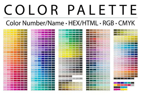 Color Palette. Print Test Page. Color Chart Table. Color Numbers or Names. RGB, CMYK, HEX HTML codes. Vector color palette. Illustration vector illu Cmyk Color Chart, Html Codes, Color Numbers, Table Color, Hex Codes, Premium Colors, Colorful Table, Cmyk Color, Illustration Vector