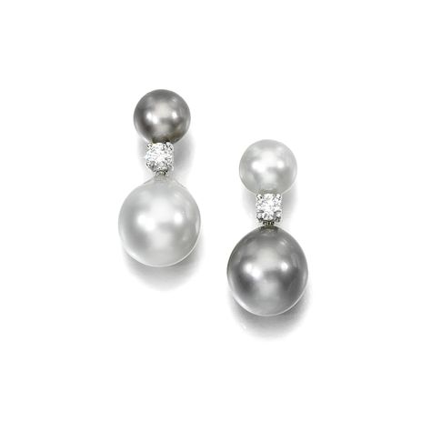 Grey Diamond Earrings, Grey Pearl Jewelry, Pearl And Diamond Pendant, Tahitian Pearls Jewelry, Grey Earrings, Grey Pearl Earrings, Fine Pearl Jewelry, Large Pearl Earrings, Pearl And Diamond Earrings