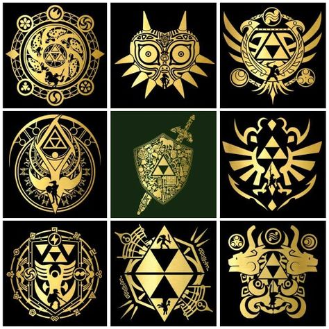 Love these Legend of Zelda designs/symbols Zelda Party, Hyrule Castle, Zelda Tattoo, Princesa Zelda, Symbol Tattoo, Link Zelda, Space Invaders, Zelda Art, Desenho Tattoo