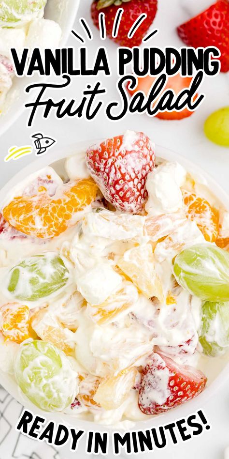 Vanilla Pudding Fruit Salad, Pudding Fruit Salad, Special Occasion Meals, Fruit Salad Ingredients, Fruit Salad With Pudding, Easy Fruit Salad Recipes, Creamy Fruit Salads, Fluff Salad, Best Fruit Salad