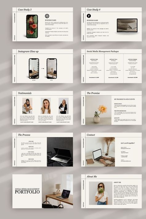 Create a portfolio that showcases your social media marketing skills and experience with this customizable template and #Social_Media_Portfolio #Portfolio_Layout_Template #Ui_Portfolio #Media_Portfolio Social Media Portfolio, Portfolio Layout Template, Ui Portfolio, Media Portfolio, Template For Social Media, Template Portfolio, 포트폴리오 레이아웃, Creating A Portfolio, Portfolio Examples