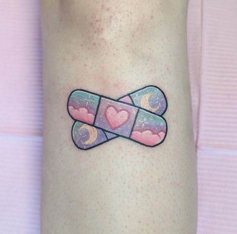 Band Aid Tattoo, Pastel Tattoo, Tattoo Over Scar, Neon Tattoo, Garter Tattoo, Tattoo Band, Stunning Tattoos, Flash Designs, Pink Tattoo