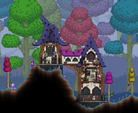 Terraria Memes, Terrarium Base, Terraria Tips, Terraria House Ideas, Terraria House Design, Wizard House, Fairy Terrarium, Minecraft House Plans, Base Building