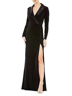 Tuxedo Gown, Full Length Skirts, Long Sleeve Evening Dresses, Long Sleeve Gown, Tuxedo Dress, Ageless Beauty, Floor Length Gown, Mac Duggal, Gowns Of Elegance