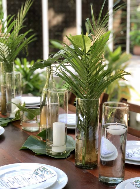 Tulum Party Decor, Tulum Theme Party, Tulum Party, Tropical Centerpieces, Jungle Decorations, Punta Cana Wedding, Tropical Bridal Showers, Nightstand Decor, Birthday Party Theme Decorations