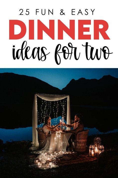 Romantic dinner ideas for two for an anniversary or Valentine's Day Romantic Backyard Dinner For Two, Romantic Dinner Set Up For Two, Romantic Dinner At Home Set Up For Him, Romantic At Home Dinner Ideas, Romantic Dinner Table Setting For Two Date Nights Outdoor Dining, Romantic Tablescape For Two, Table For 2 Romantic, Outdoor Romantic Dinner For Two, Romantic Dinner Table Setting For Two At Home