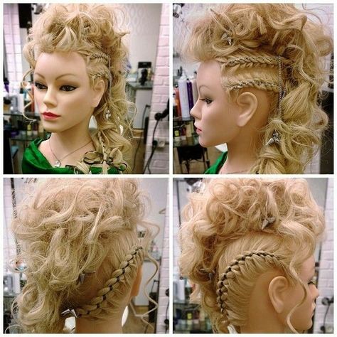 Edgy Updo, Mohawk Hairstyles For Women, Lagertha Hair, Rock Your Hair, Big Blonde Hair, Competition Hair, Tousled Hair, Viking Hair, Special Occasion Hairstyles