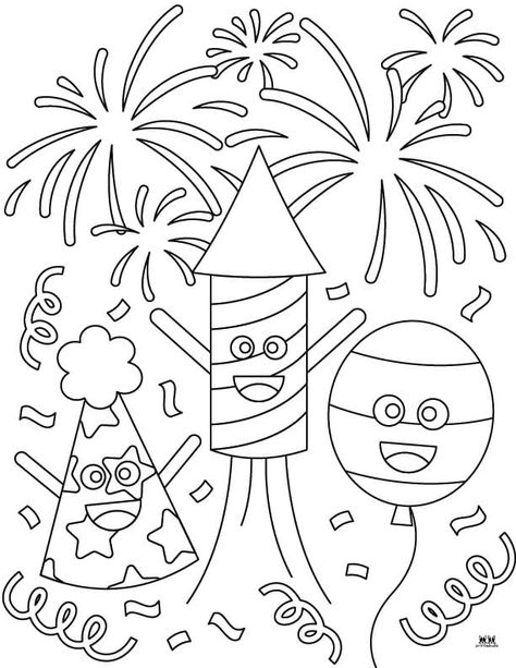 Help keep the kids entertained on New Year's Eve or New Year's Day with these New Year coloring pages. All pages can be printed from home. 100% FREE! Fireworks Coloring Pages, New Years Coloring Pages, Firework Colors, Free Planner Pages, Blank Calendar Pages, New Year Coloring Pages, Happy New Year Fireworks, New Years Activities, Valentine Coloring Pages