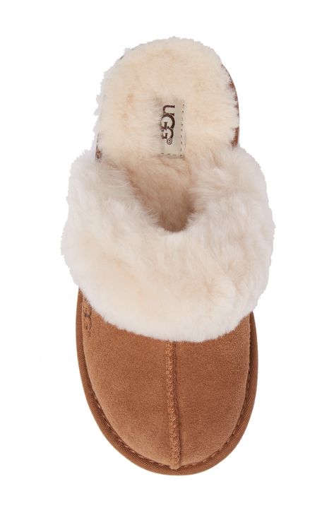 A soft, genuine-shearling cuff and plush UGGpure lining add to the cozy warmth of a cute scuff slipper grounded by a sunburst-logo tread. Lightly padded footbed UGGpure is a textile made entirely from wool to feel and wear like genuine shearling Leather and genuine-shearling upper/UGGpure wool lining/synthetic sole Shearling may be sourced from Australia, China, Italy, New Zealand, Spain or USA. See packaging for confirmed country of origin Imported Kids' Shoes Boots Streetwear, Ugg Cozy, Cute Uggs, Shoes For School, Preppy Shoes, Pretty Shoes Sneakers, Shoe Wishlist, Cute Nike Shoes, Chic Shoes