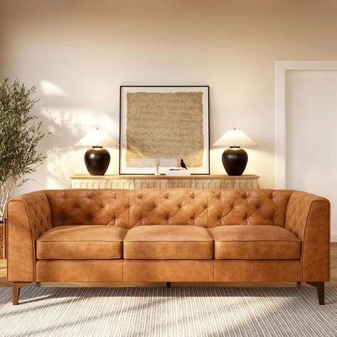 Poly & Bark Essex 89" Sofa - Full Grain Genuine Italian Leather – Overstock Sofa Cognac, Old House Ideas, Cozy Nature, Tan Leather Sofas, Brown Leather Couch, Hat Tip, House Minimalist, Leather Sofa Living, New Old House