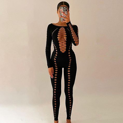 F00159019-100 Strappy Outfit, Collar Jumpsuit, Solid Jumpsuit, Jumpsuit Pattern, Long Sleeve Jumpsuit, Full Sleeve, Fashion Pants, Trousers Women