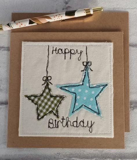 Fabric Note Cards, Fabric Christmas Cards, Greeting Cards Birthday, Scraps Of Fabric, Machine Stitching, Sewing Cards, Embroidery Cards, Fabric Postcards, Fabric Cards