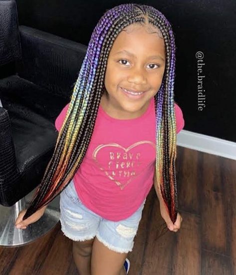 Braided Hairstyles Peekaboo, Hairstyles Peekaboo, Kids Crochet Hairstyles, Black Girls Hairstyles Weave, Mixed Kids Hairstyles, Black Kids Braids Hairstyles, Hairstyles Girl, Rainbow Braids, Kid Hairstyles